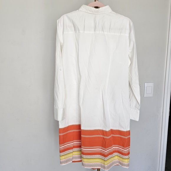 Ann Taylor White Collared Shirt Dress w/Orange HemlinCotton Blend Career Casual - Picture 2 of 15